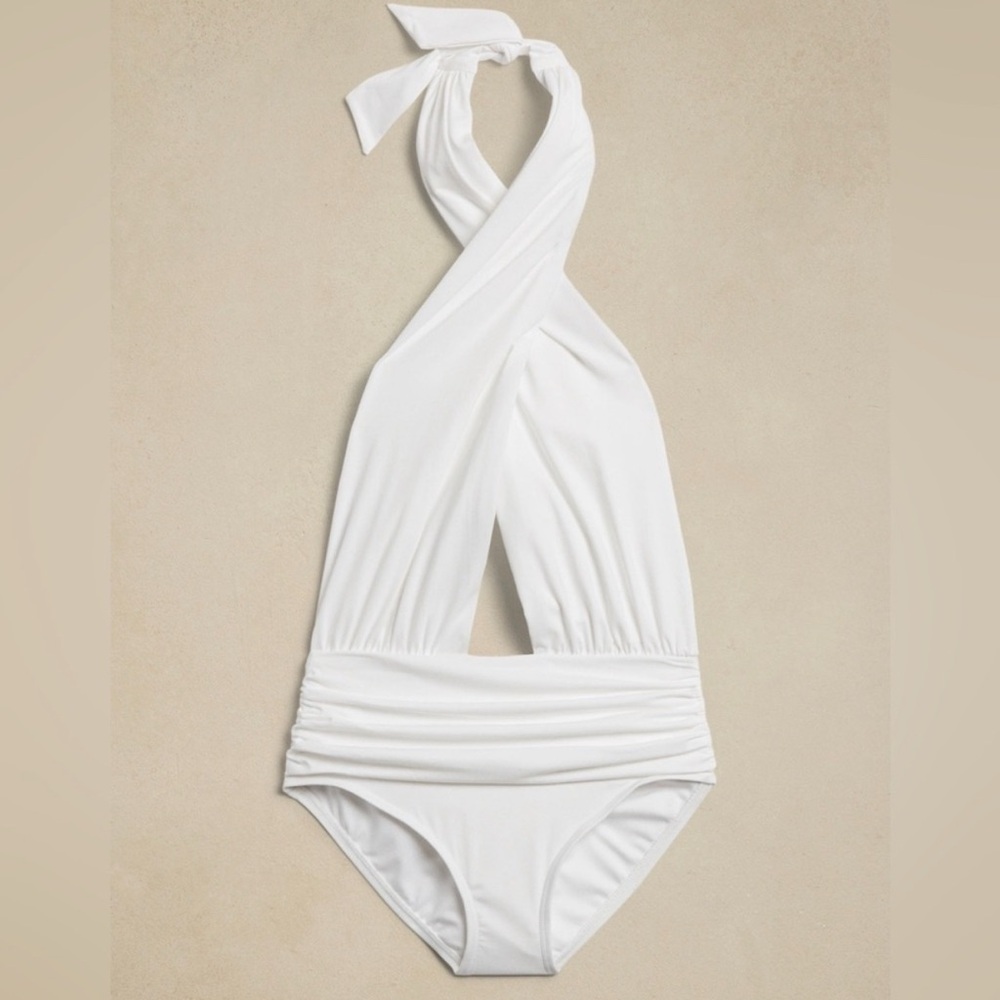 Banana Republic NWT Twisted Knot Remake One Piece Swimsuit White Women’s Medium